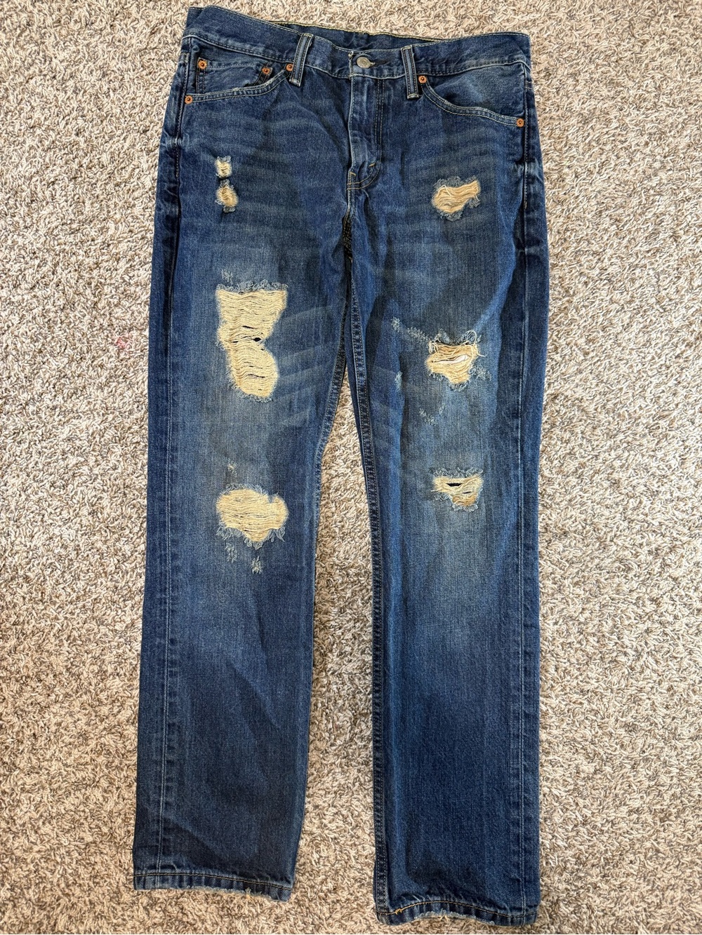 Levi's 511 Slim Fit Jeans Men's 32x30 Distressed Medium Wash Denim Blue